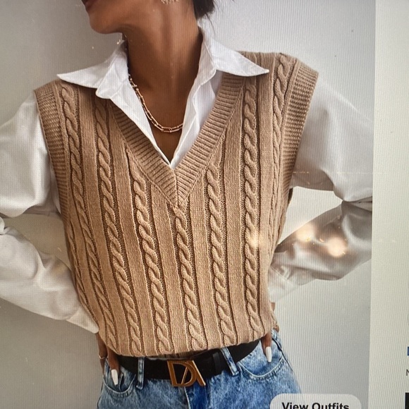 Shein cable knit, V-neck sweater vest - Picture 2 of 6